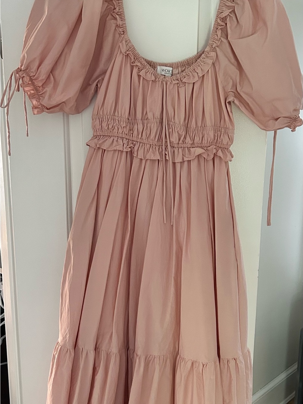 Worth Collective Pink Ruffle-Smock Maxi Dress